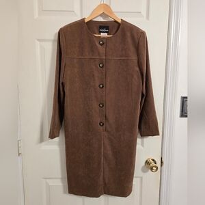 Positive Attitude Women's Brown Faux  Suede Sheath Dress Button Accents Size 8